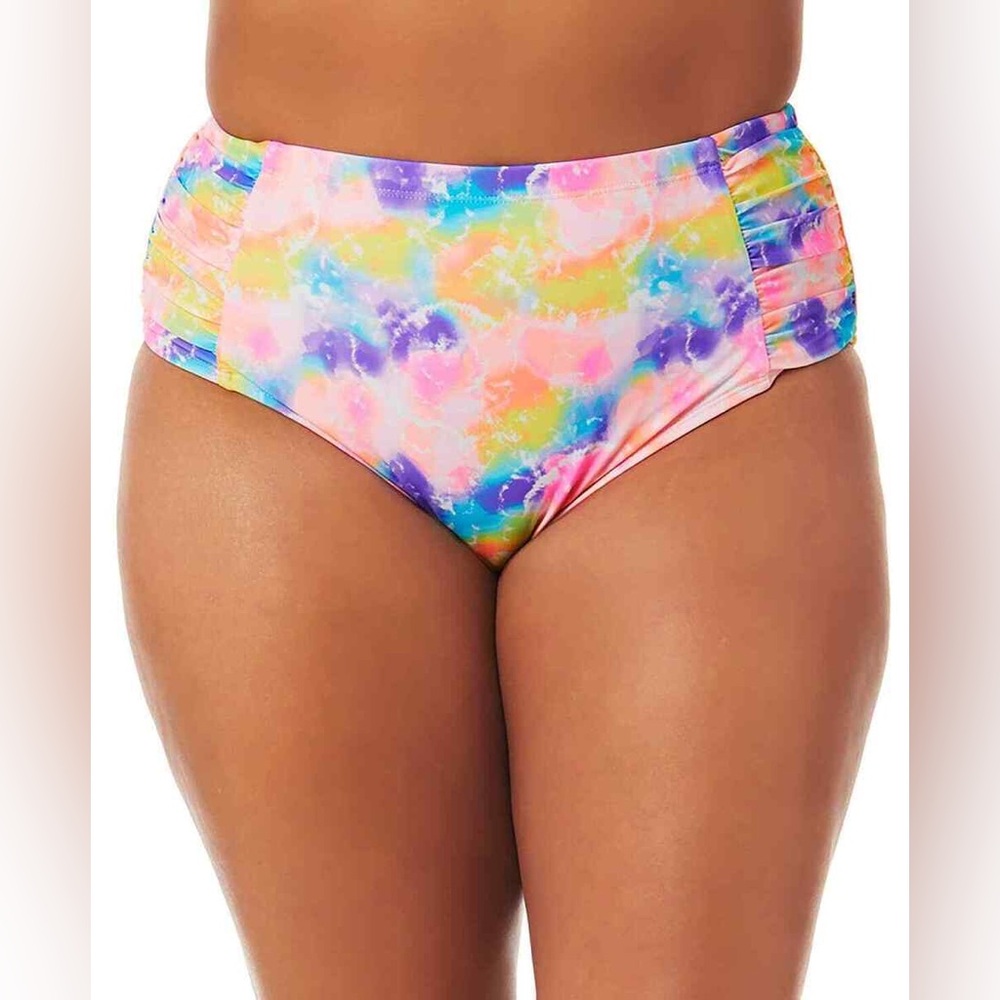 ✨California Waves Tie-Dye Dreams High-Rise Bikini Bottoms Plus Size 1 (16/18)